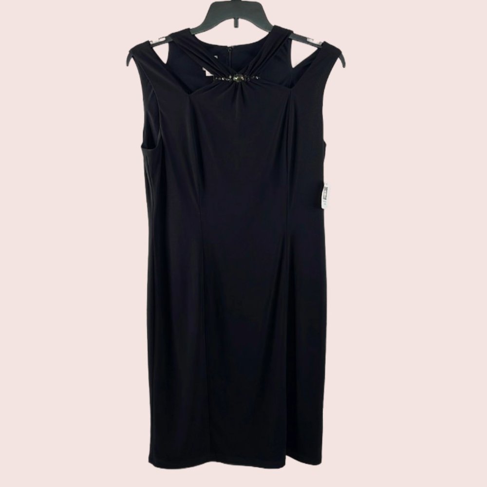 Women  Black Cutout Embellish Dress Size: 14